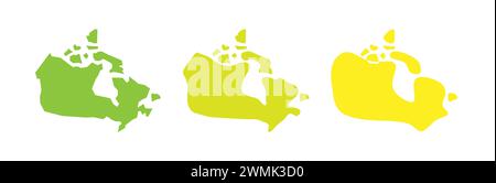Canada country black outline and colored country silhouettes in three different levels of smoothness. Simplified maps. Vector icons isolated on white background. Stock Vector