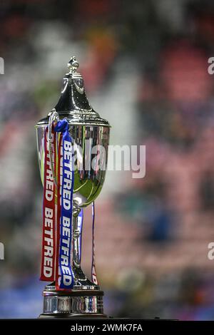 Wigan, England - 24th February 2024 -  Trophy. Rugby League Betfred World Club Challenge, Wigan Warriors vs Penrith Panthers at DW Stadium, Wigan, UK  Dean Williams Stock Photo