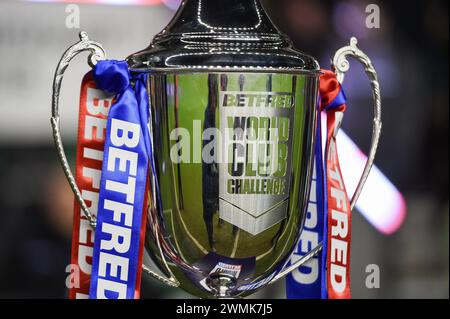 Wigan, England - 24th February 2024 -   Trophy. Rugby League Betfred World Club Challenge, Wigan Warriors vs Penrith Panthers at DW Stadium, Wigan, UK  Dean Williams Stock Photo