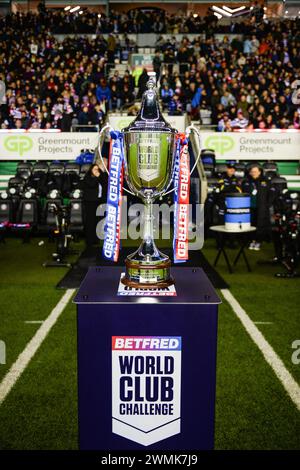 Wigan, England - 24th February 2024 -   Trophy. Rugby League Betfred World Club Challenge, Wigan Warriors vs Penrith Panthers at DW Stadium, Wigan, UK  Dean Williams Stock Photo