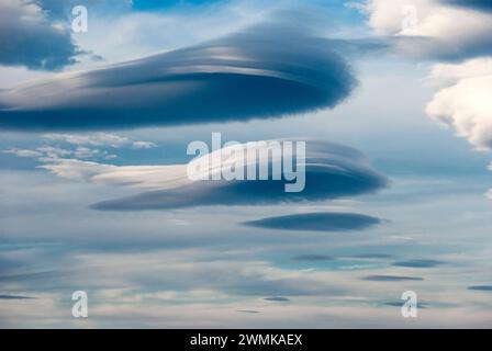 Lenticular clouds Stock Photo