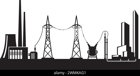 Electrical power grid - vector illustration Stock Vector