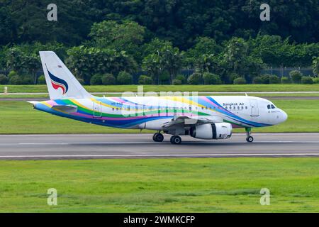 Bangkok Air Airbus A319 airplane landing. Aircraft A319 of Bangkok Airways. Stock Photo