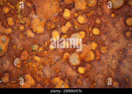 Close-up detail of the surface of rusting machinery; Arnastapi, Snaefellsnes peninsula, Iceland Stock Photo