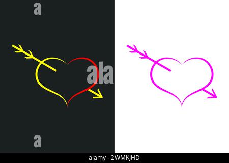 Heart pierced by an arrow icon vector. Stock Vector