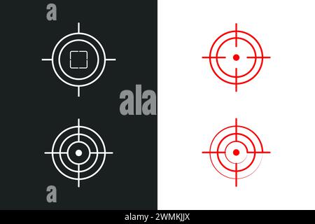 Target destination icon set. Focus cursor bullseye mark collection. Stock Vector