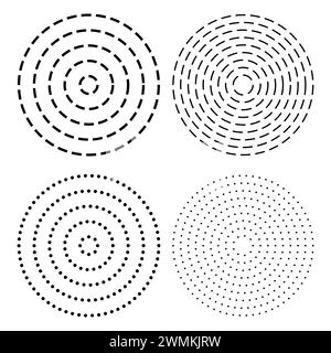 Dashed concentric circle icon vector. Stock Vector