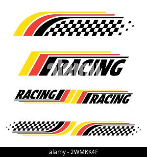 Racing three color labels Stock Vector