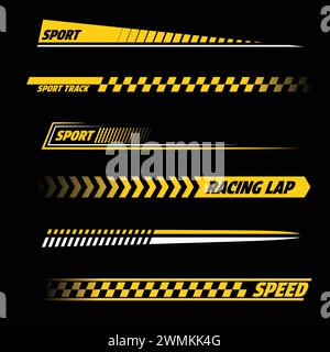 Yellow and white sport decals set Stock Vector