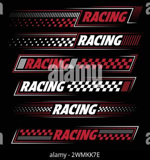 Racing white and red decals Stock Vector