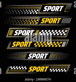 Sport white and yellow decals Stock Vector
