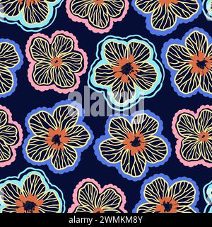 Seamless pattern with doodle floral elements. Vector illustration. Stock Vector
