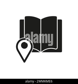 Book location marker, navigation symbol. Education and discovery icon. Vector illustration. EPS 10. Stock Vector