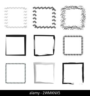 Variety square frames set. Modern design. Vector illustration. EPS 10. Stock Vector