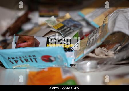 Rolling tobacco for making joints cigarettes close up background big size high quality printings Stock Photo