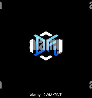 DF initial gaming concept ideas for esport team, twitch, streamer and gamer Stock Vector