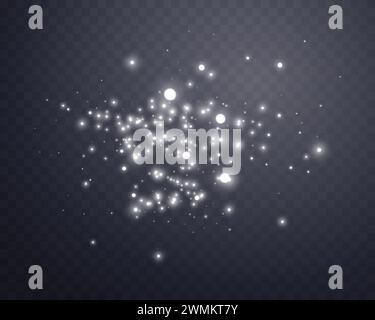 Silver magic sparks and dust stars. Glittering dots, particles ...