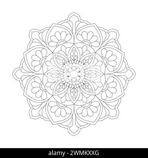 abstract mandala flower for Coloring book page, vector file Stock Vector