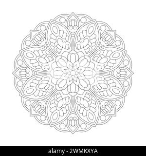 Decorative circle ornament in ethnic oriental style for Coloring book page, vector file Stock Vector