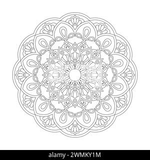 Arabic traditional ornamental mandala design for Colouring book page, vector file Stock Vector