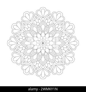 Luminous Attractive Mandala Coloring Book Page for kdp Book Interior. Peaceful Petals, Ability to Relax, Brain Experiences, Harmonious Haven, Peaceful Stock Vector