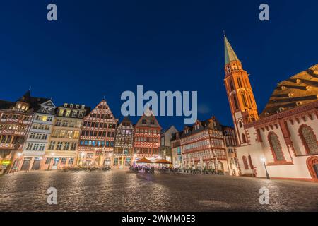 Frankfurt Germany, night city skyline at Romer old town square Stock Photo