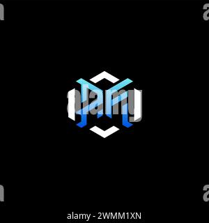 PF initial gaming concept ideas for esport team, twitch, streamer and gamer Stock Vector