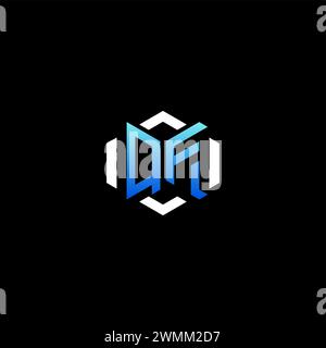 QF initial gaming concept ideas for esport team, twitch, streamer and gamer Stock Vector