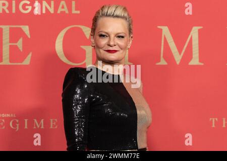 Martha Plimpton wearing dress by Greta Constantine attends premiere of HBO Original 'The Regime' at American Museum of Natural History in New York on February 26, 2024 Stock Photo