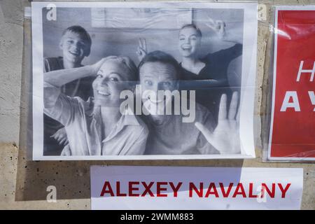 Adelaide, SA Australia 27 February 2024 . A shrine  with floral tributes is erected in Adelaide in memory of the Russian dissident Alexei Navalny  who died on  16 February. 2024. Alexei Navalny campaigned for  reforms against corruption in Russia and against President Vladimir Putin and his government. Credit: amer ghazzal/Alamy Live News Stock Photo