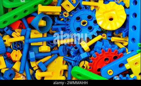 Plastic toy blocks for background Stock Photo