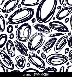 Hand Drawn Sketch Doodle Circles Lines Seamless Pattern Background Stock Photo