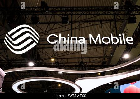 Messestand China Mobile, MWC Mobile World Congress 2024, Barcelona, Spanien Stock Photo
