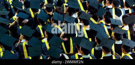 Shot of many graduation caps during commencement Stock Photo - Alamy