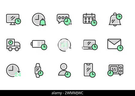 E-Commerce set of web icons thin outline green  icons pack. Online shopping icons for web and mobile app. Vector illustration Stock Vector
