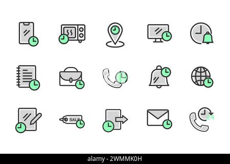E-Commerce set of web icons thin outline green  icons pack. Online shopping icons for web and mobile app. Vector illustration Stock Vector