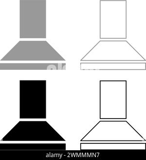 Hood for the kitchen kitchen cooker domestic appliances set icon grey black color vector illustration image simple solid fill outline contour line Stock Vector