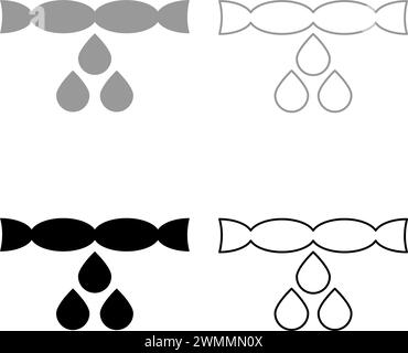 Drying clothes removing squeezing water drip drop out laundry concept set icon grey black color vector illustration image simple solid fill outline Stock Vector
