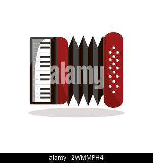 Art illustration icon logo music tools design concept symbol of accordion Stock Vector