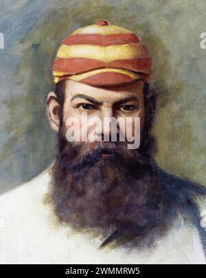William Gilbert Grace (1848-1915) (WG Grace), Amateur Cricketer and Doctor, portrait painting in oil on canvas by Archibald John Stuart Wortley (attributed), 1885-1905 Stock Photo