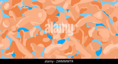 Trendy Seamless Cool Peach Fuzz And Light Blue Abstract Pattern Vector Illustration Background Stock Vector
