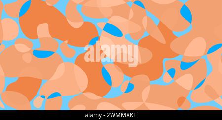 Seamless Cool Peach Fuzz And Light Blue Abstract Pattern Vector Illustration Background Stock Vector