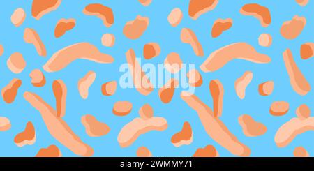 Seamless Cool Peach Fuzz And Light Blue Trendy Abstract Pattern Vector Illustration Background Stock Vector