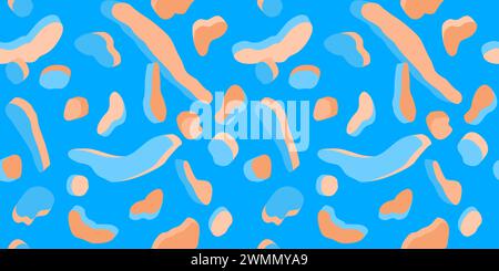 Seamless Cool Peach Fuzz And Light Blue Trendy Abstract Pattern Vector Illustration Background Art Stock Vector