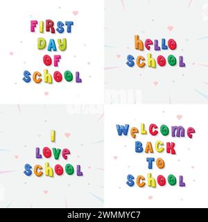 First Day Of School Child With A Banner Coloring Stock Vector Image 