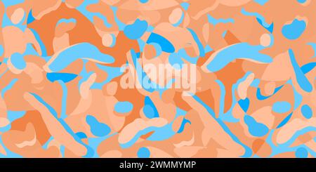 Seamless Cool Peach Fuzz And Light Blue Abstract Pattern Vector Illustration Background Stock Vector