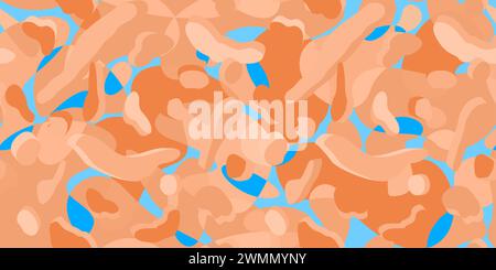 Seamless Peach Fuzz And Light Blue Abstract Pattern Vector Illustration Background Stock Vector