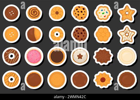 Illustration on theme fresh sweet tasty cookie of consisting various ingredients, cookie of different edible food, design cookie this cool meal for re Stock Vector
