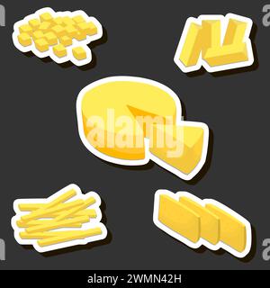 Illustration on theme beautiful tasty edible homemade cheese dairy product consisting of various ingredients Stock Vector