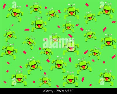 art illustration draw artwork background pixel character icon symbol design concept pattern set of monster alien Stock Vector